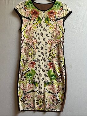 Marc Cain Object of Love Floral Paisley Cream Bodycon Dress Size 4